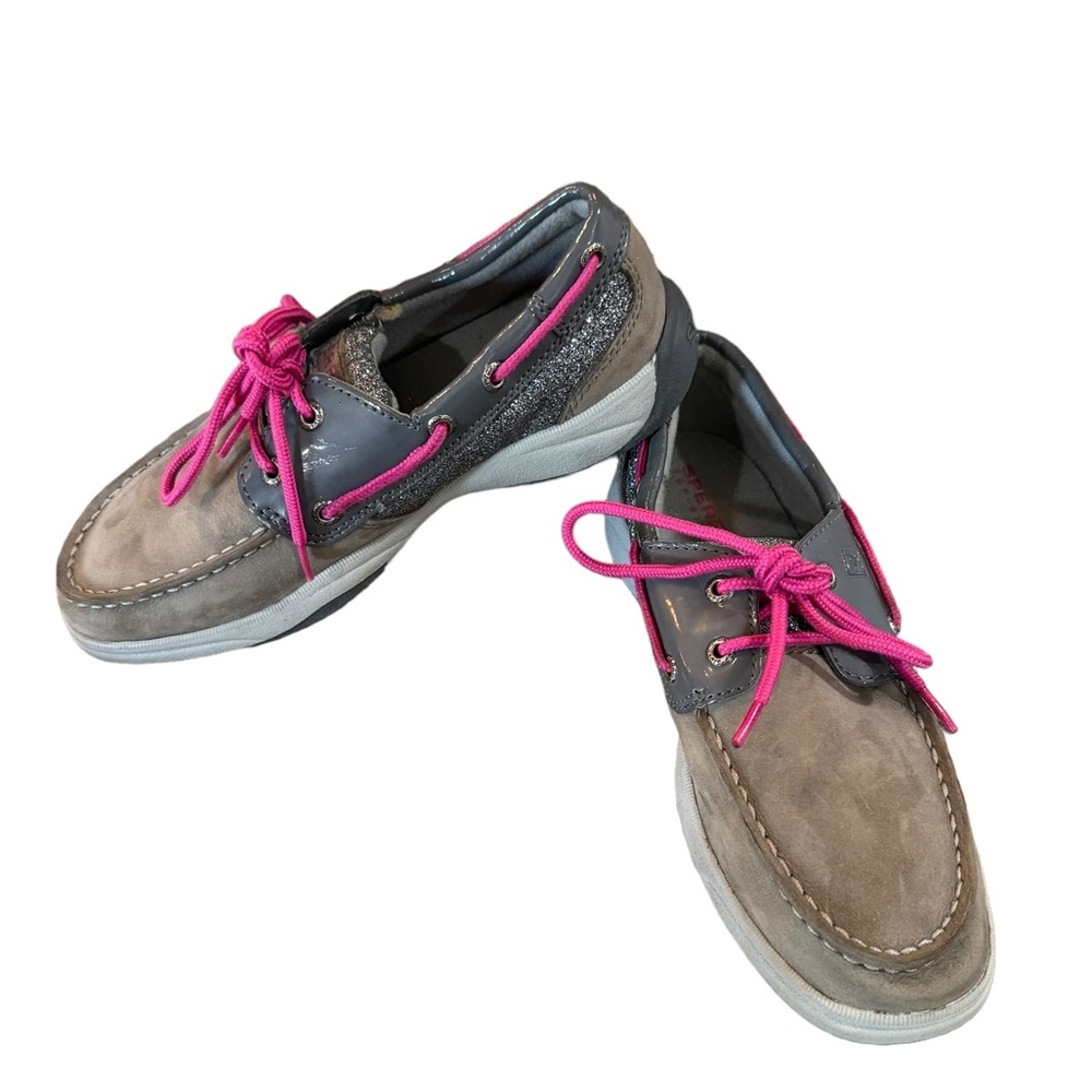 SPERRY Top-Sider Girl’s Intrepid Glitter Grey / Pink  Boat Shoes Sz 3M